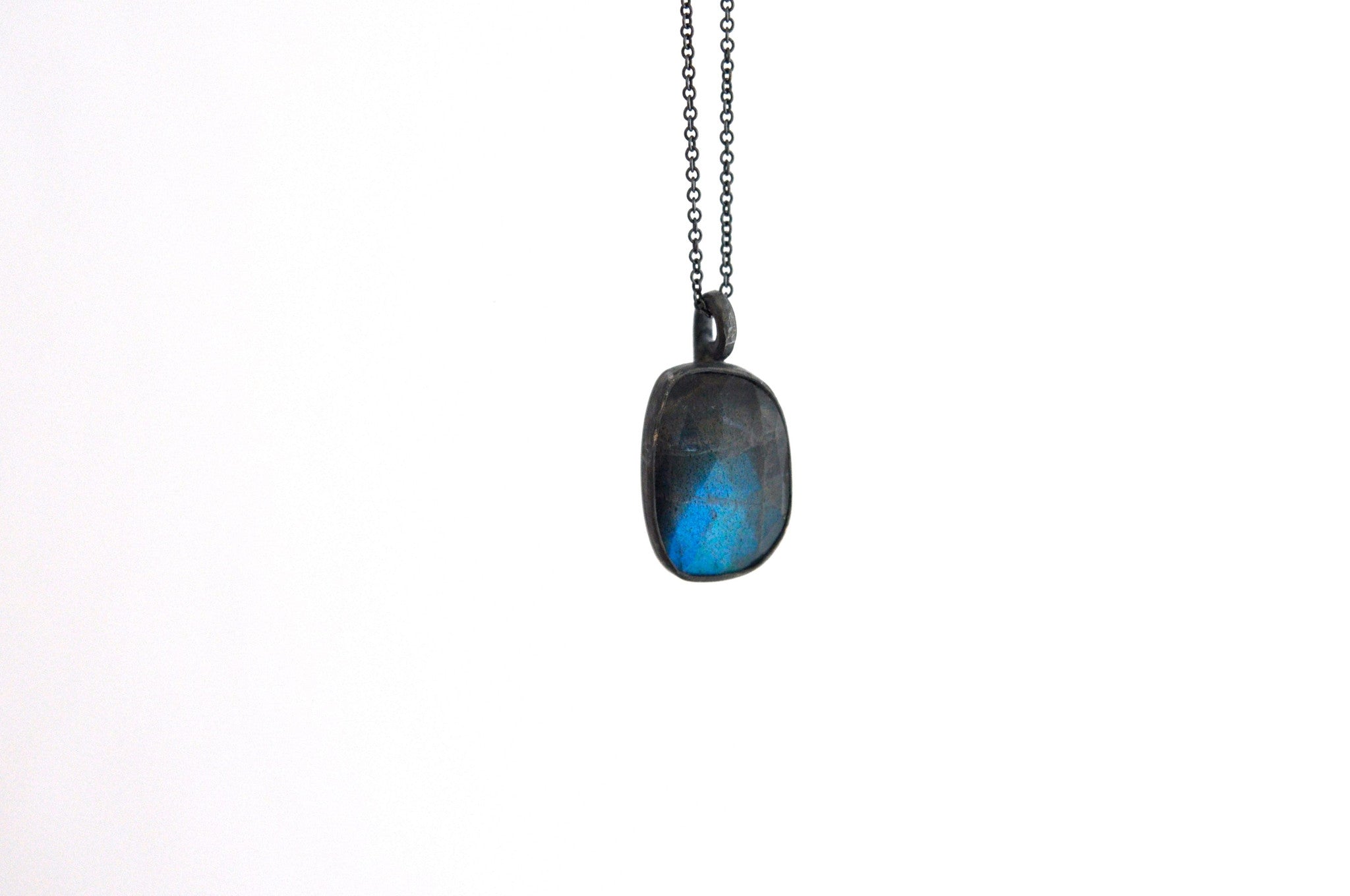 necklace / rose cut freeform labradorite pendants