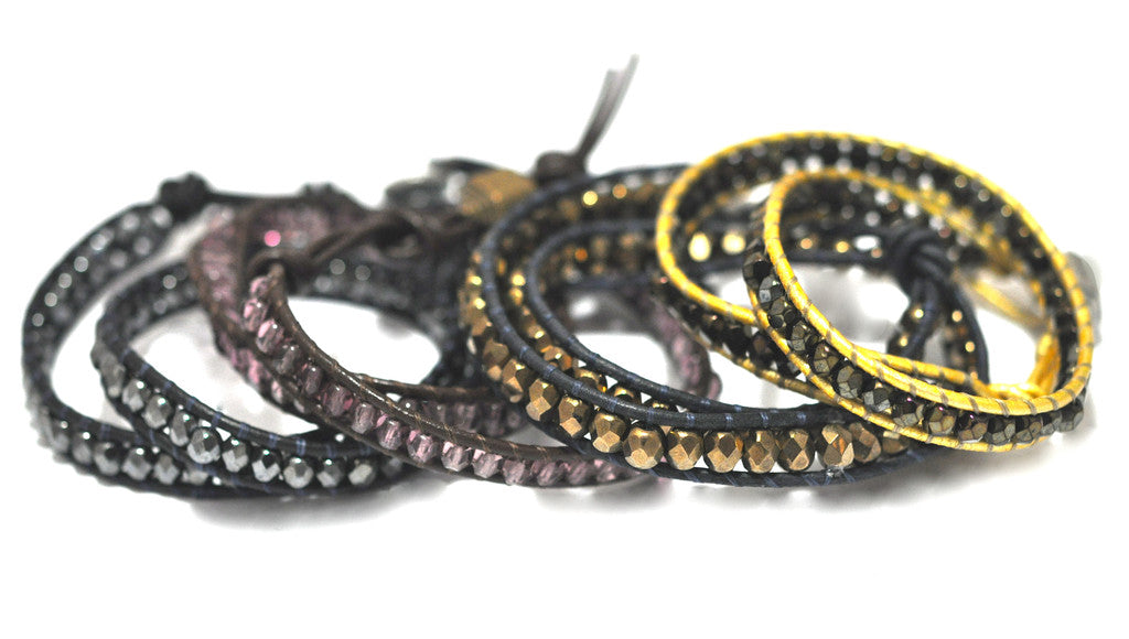 workshop / leather + bead bracelet