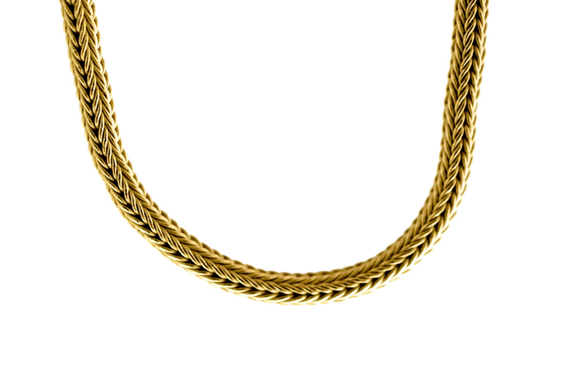 necklace / gold 22k hand woven chain + Rhodolite cabochons pendant