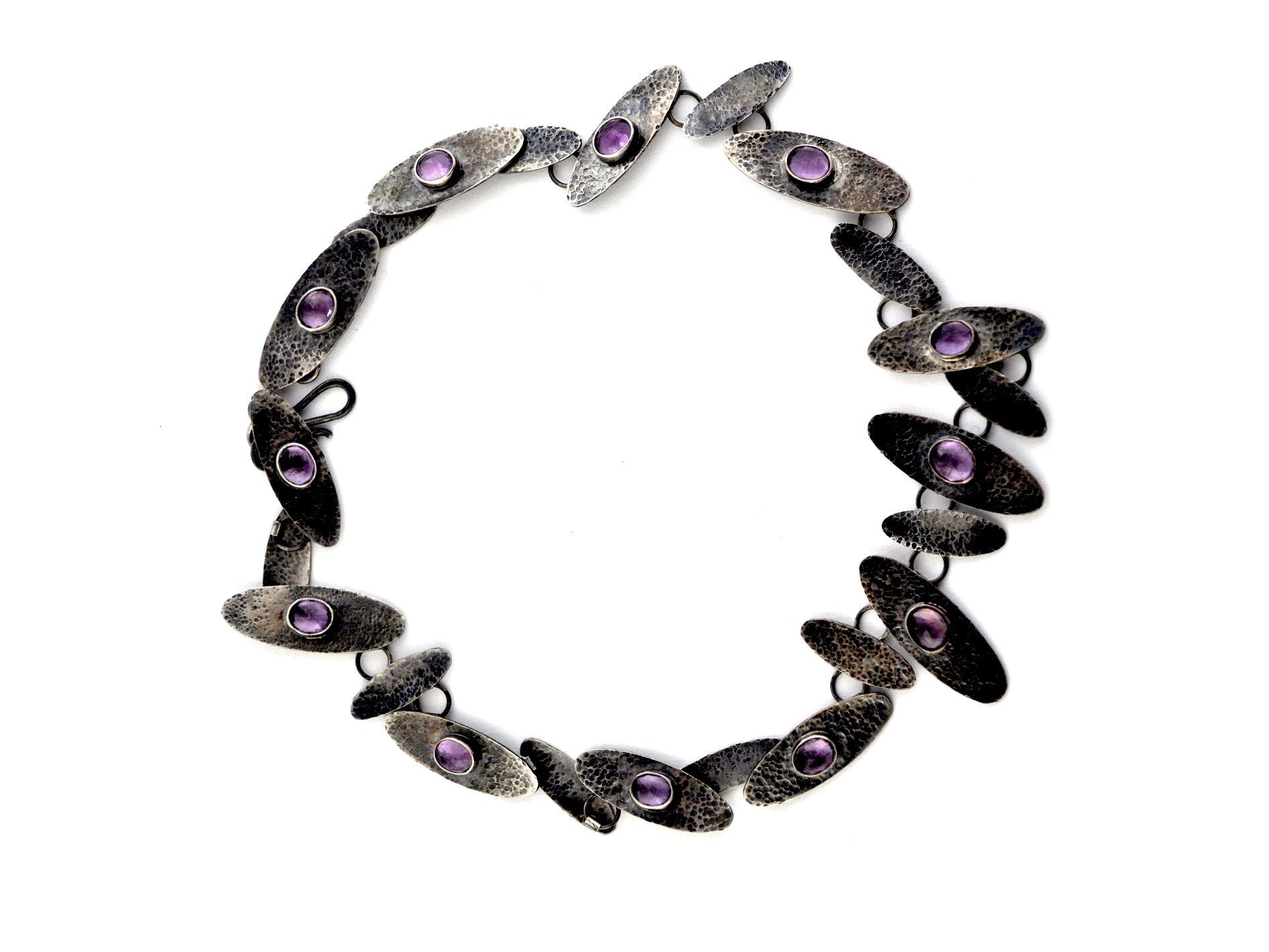 necklace  / silver  oxidized + Amethyst