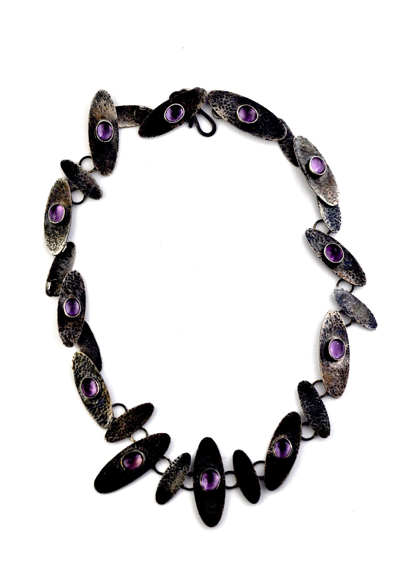 necklace  / silver  oxidized + Amethyst