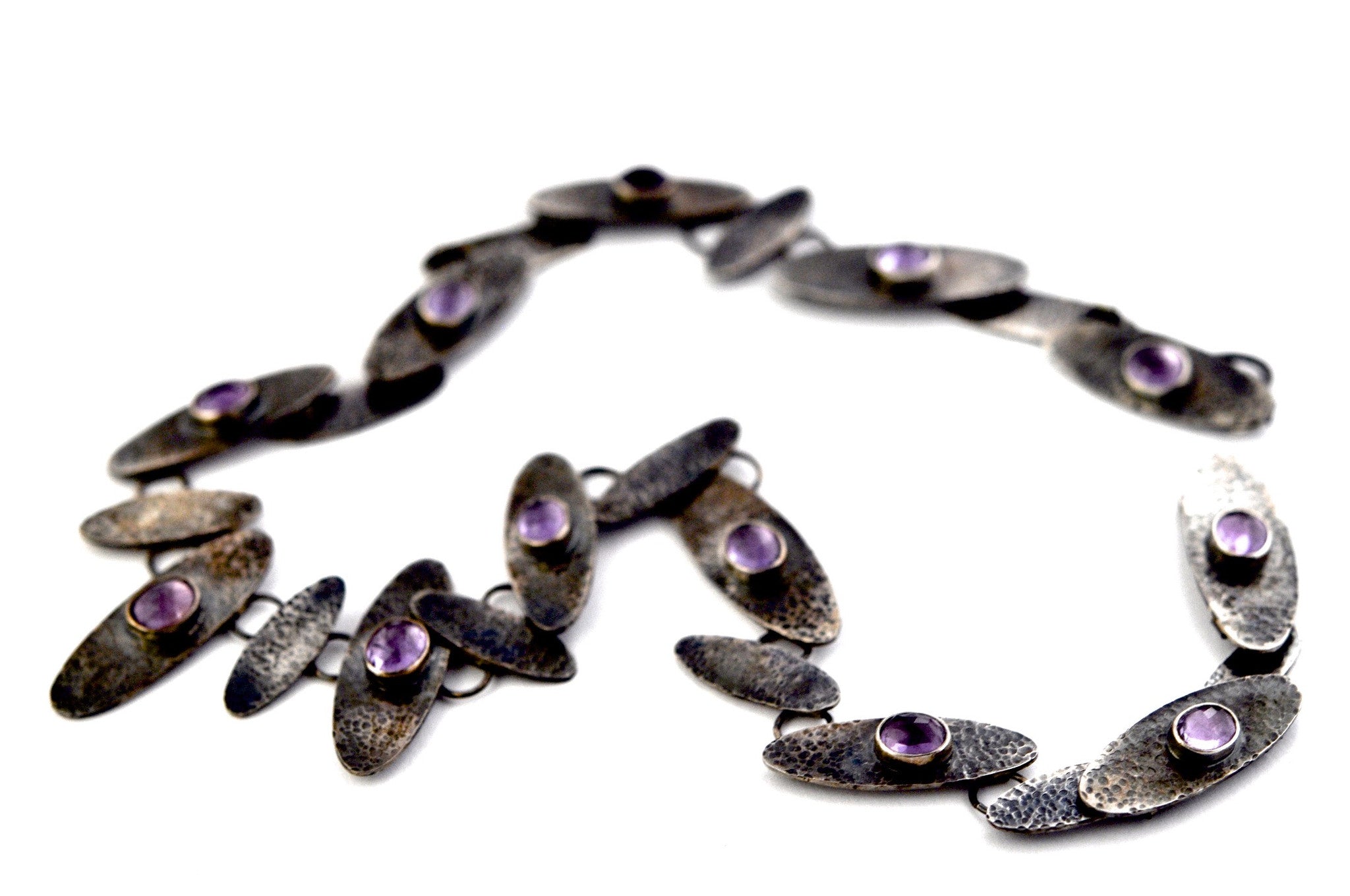 necklace  / silver  oxidized + Amethyst