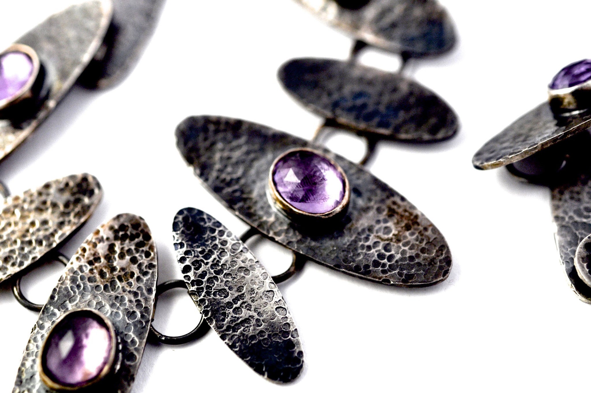 necklace  / silver  oxidized + Amethyst