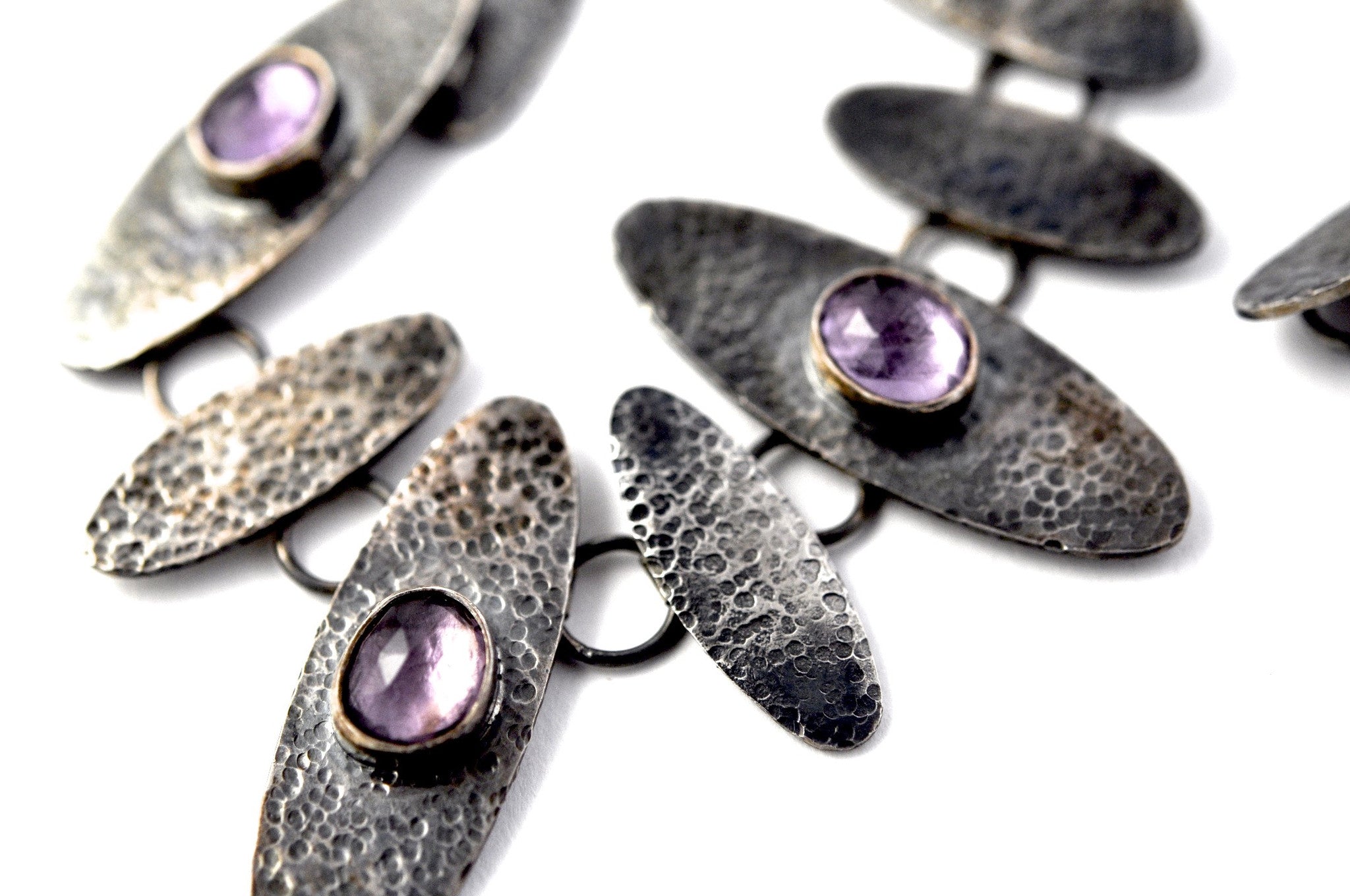 necklace  / silver  oxidized + Amethyst