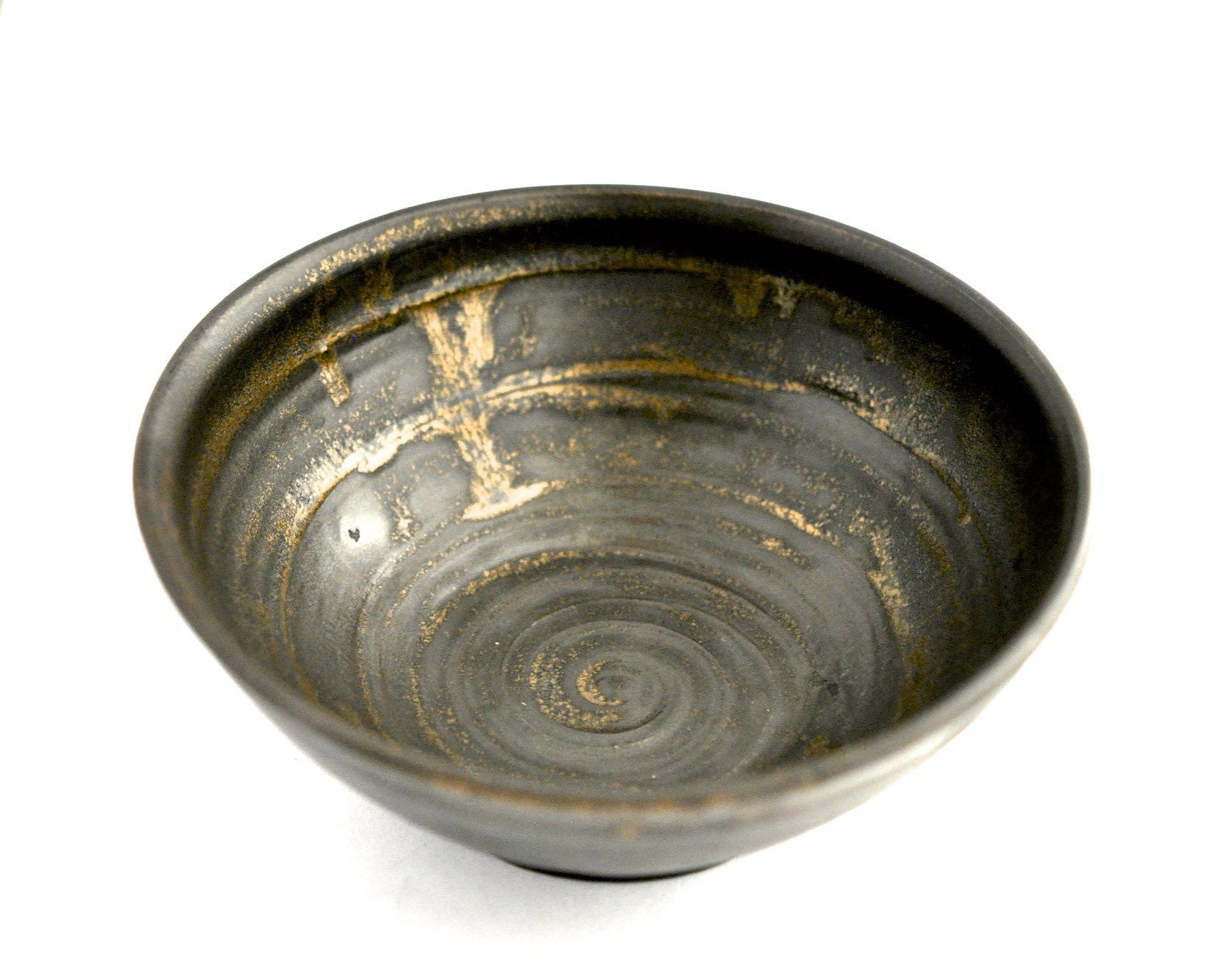 table / bowl black & gold speckle patina