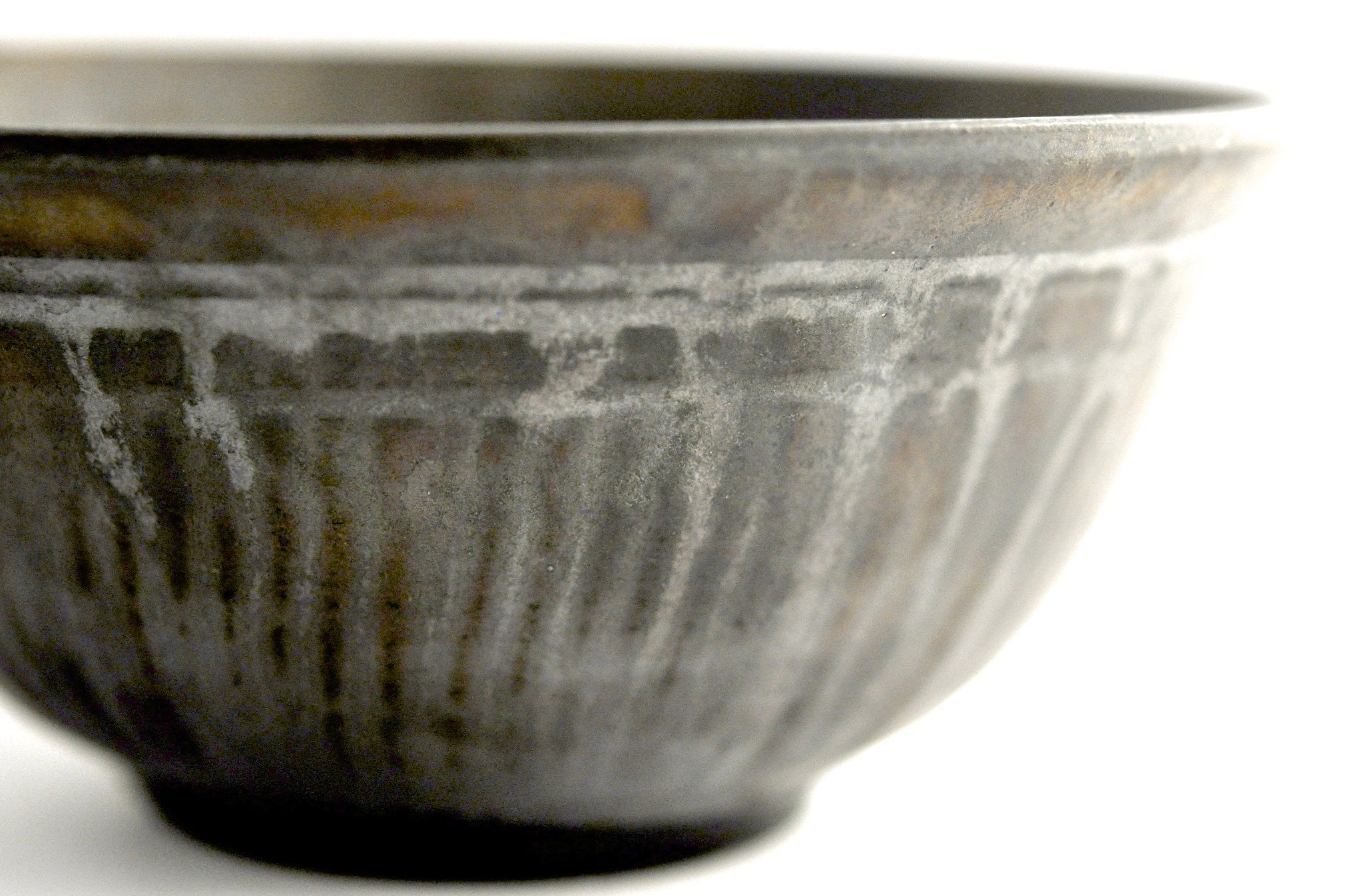 table / bowl black wash over gold patina