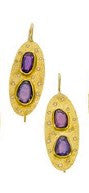 earrings / gold hammered 22k + rose cut sapphires