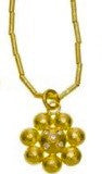 necklace / gold 22k with diamonds rosette pendant