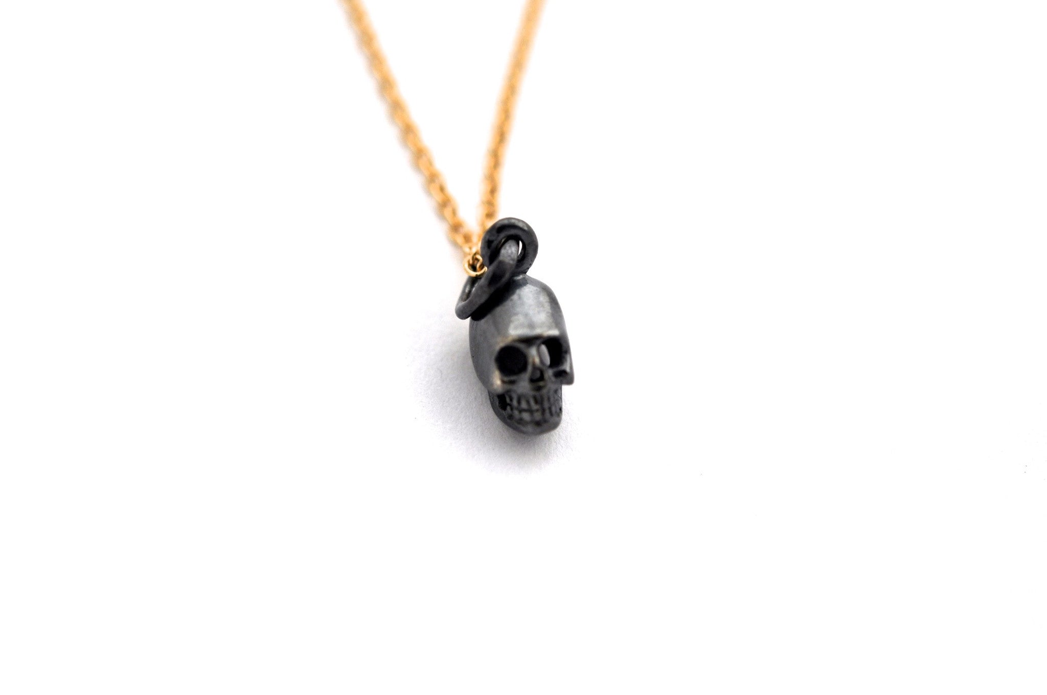 necklace / silver tiny SKULL charm on fine chain