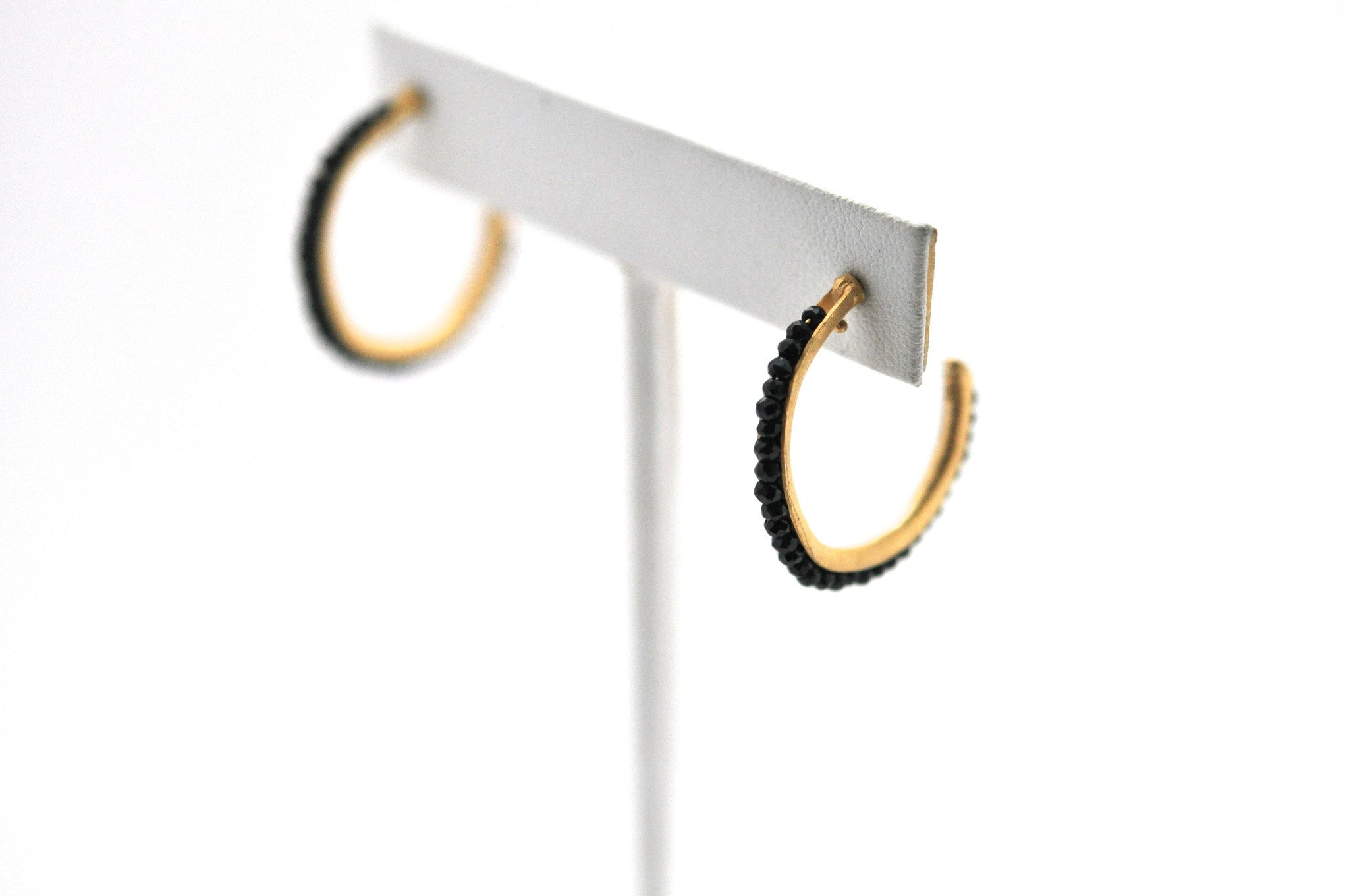 wholesale/earrings/hand forged hoops with tiny gemstones