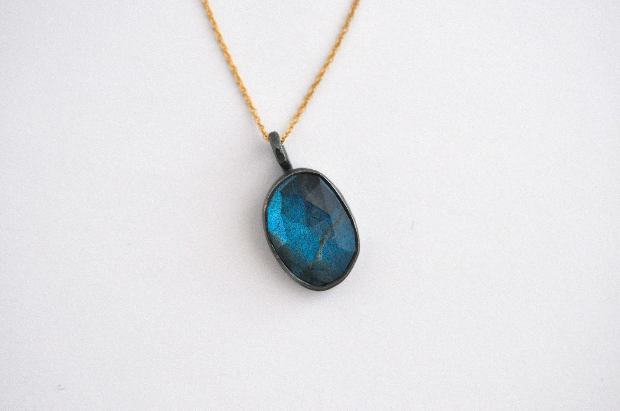 necklace / rose cut freeform labradorite pendants