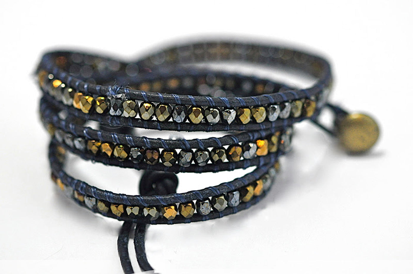 workshop / leather + bead bracelet