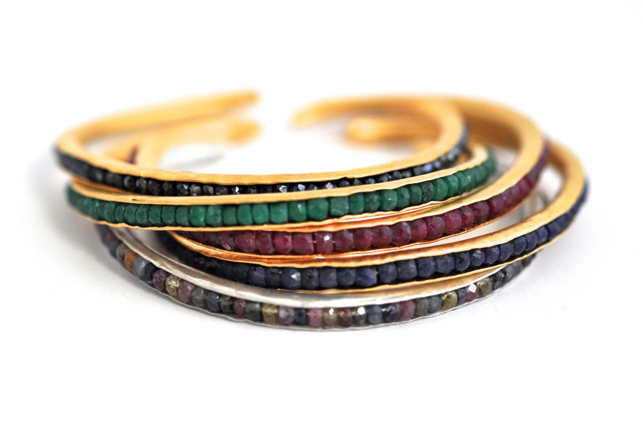 wholesale/bracelet/thin hand forged cuff with hand set tiny gemstones