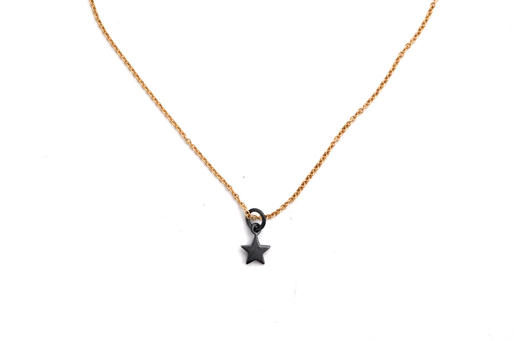 necklace / silver tiny brass STAR charm