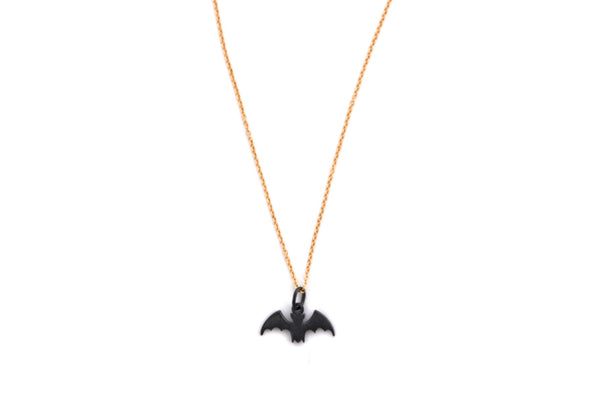 necklace / silver tiny BAT charm on fine chain