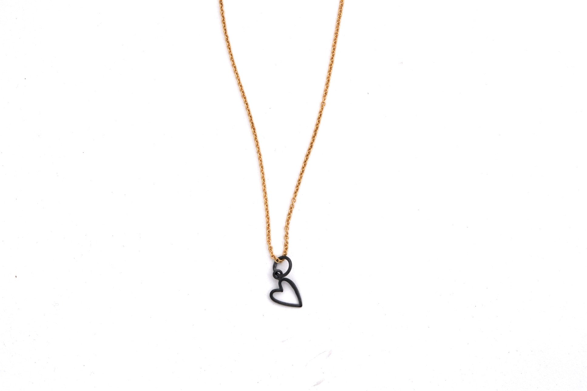 necklace / silver tiny OPEN HEART charm + gold filled fine chain