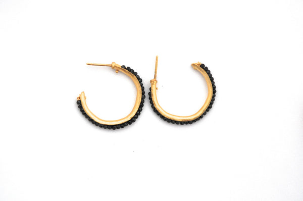 wholesale/earrings/hand forged hoops with tiny gemstones