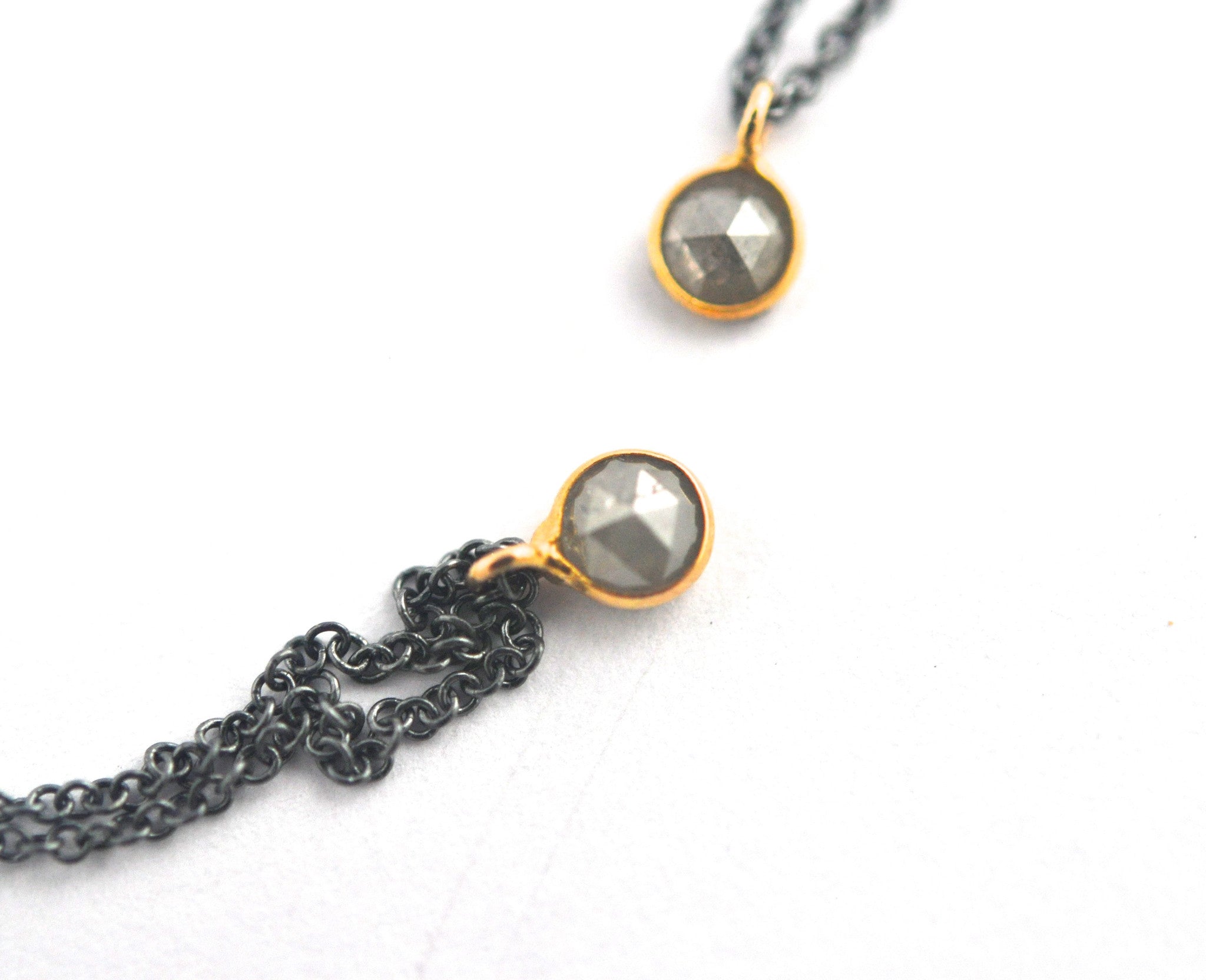 necklace / silver + rose cut diamond 18k