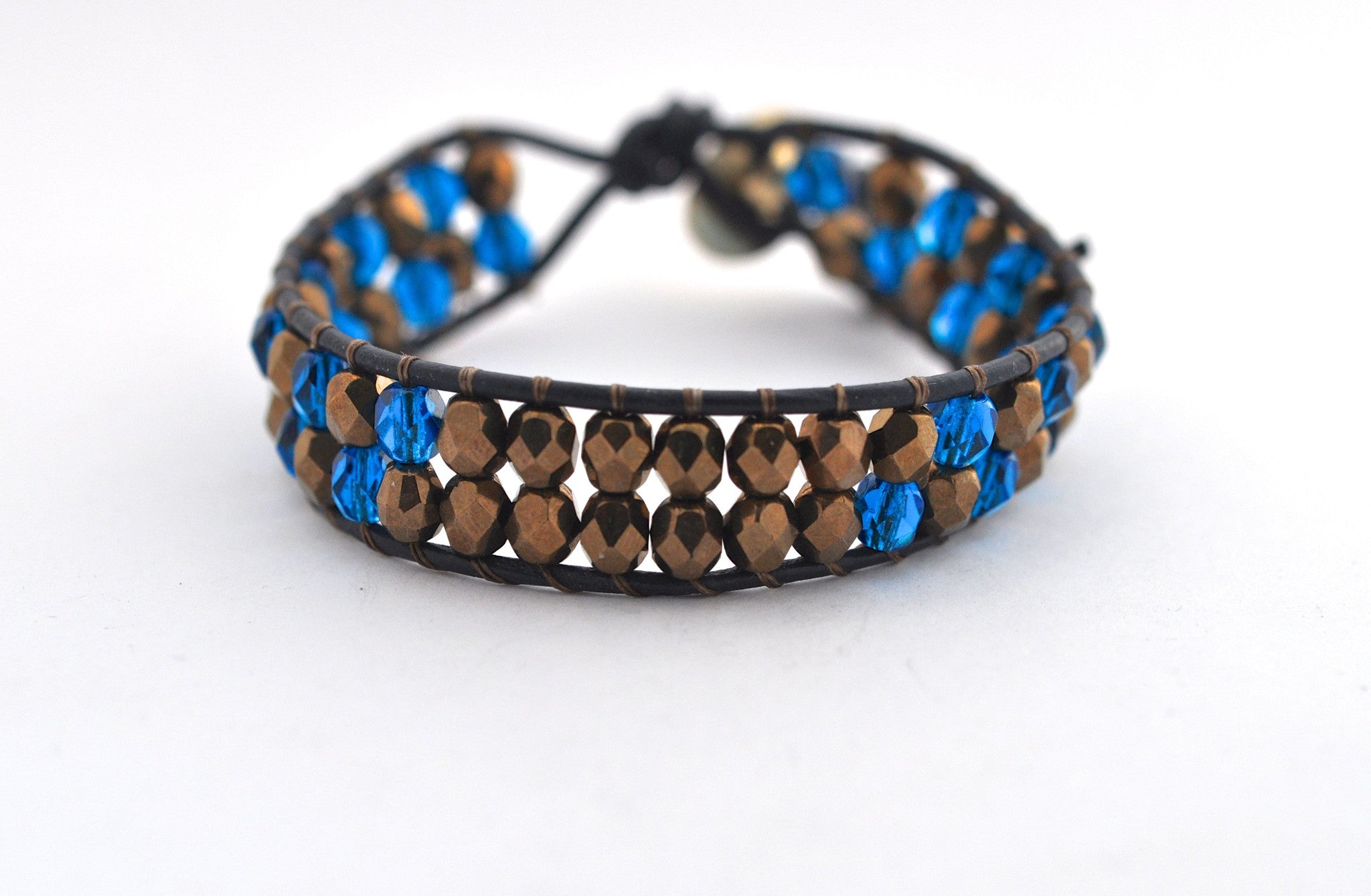 workshop / leather + bead bracelet