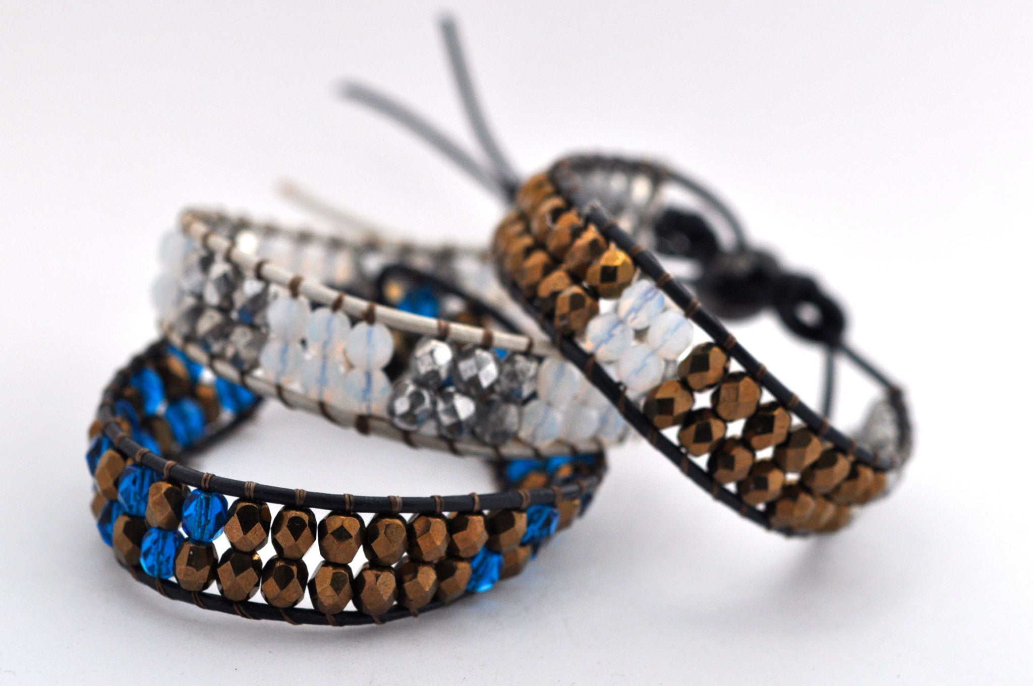 workshop / leather + bead bracelet